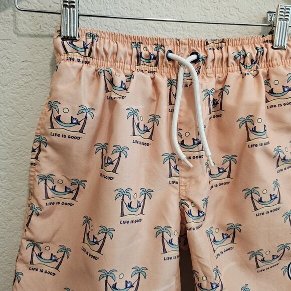 Life Is Good Hammock Jake Orange Novelty Print Mesh Lining Swim Trunks Boys 6 - Picture 4 of 12